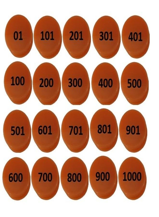 موريل عملة معدنية دائرية الشكل من البلاستيك من موريل، منقوشة، من 1 إلى 1000 (31 مم)، مناسبة للمتاجر، وألعاب الطاولة، والمنازل، والمدارس، وغيرها. (لون برتقالي)، ضمان طباعة مدى الحياة. - Image 3